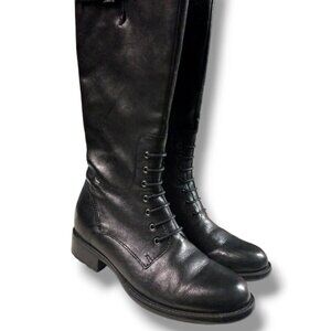 CLARK`S "MULLIN COVE" EUC ULTRA SOFT BLACK LEATHER KNEE HIGH RIDING BOOTS